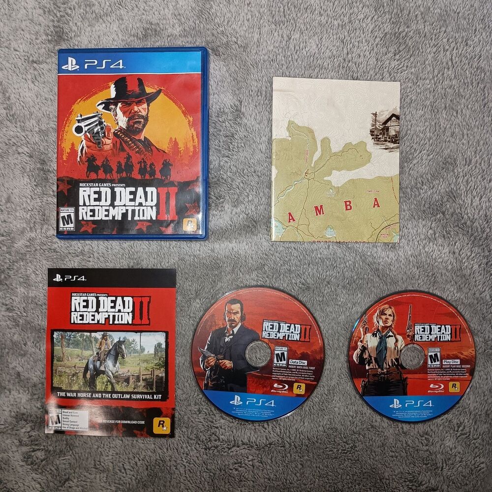Red Dead Redemption II 2 PS4 PlayStation 4 + Map - Complete In Box CIB Excellent